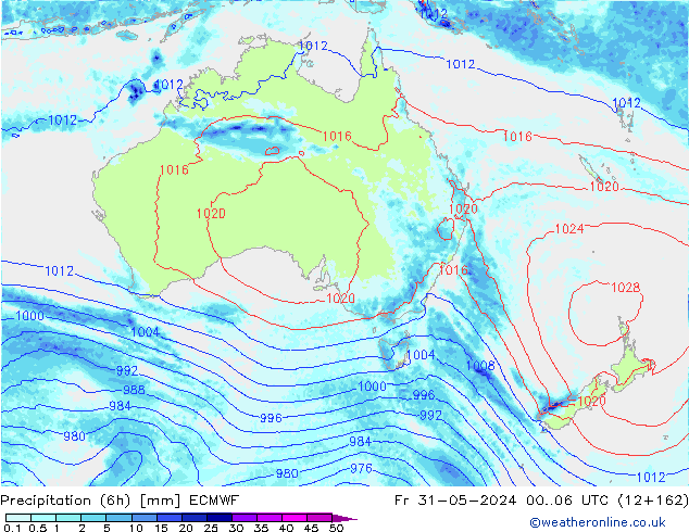 Z500/Rain (+SLP)/Z850 ECMWF Fr 31.05.2024 06 UTC