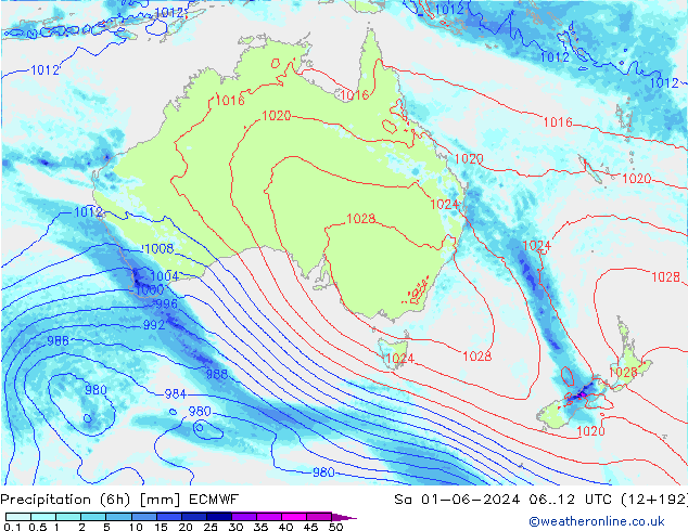 Z500/Rain (+SLP)/Z850 ECMWF so. 01.06.2024 12 UTC