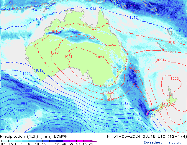 Precipitación (12h) ECMWF vie 31.05.2024 18 UTC