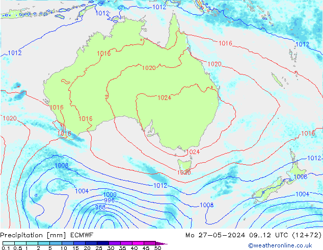 Précipitation ECMWF lun 27.05.2024 12 UTC