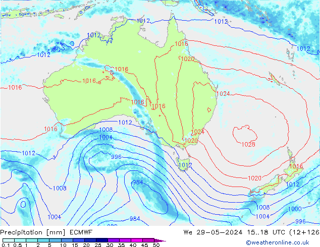 Precipitation ECMWF We 29.05.2024 18 UTC