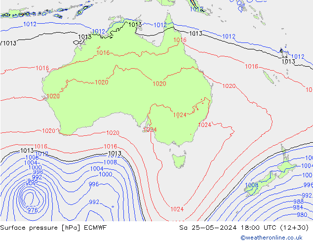 pressão do solo ECMWF Sáb 25.05.2024 18 UTC