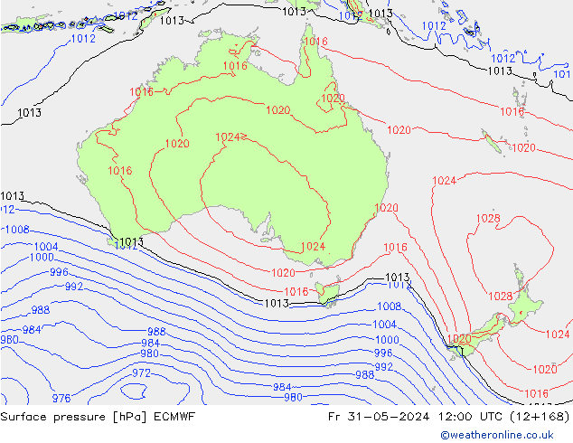 Surface pressure ECMWF Fr 31.05.2024 12 UTC