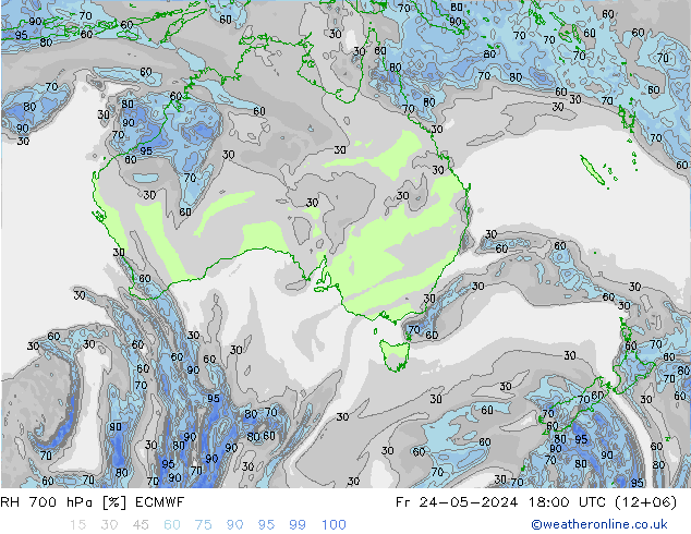 RH 700 hPa ECMWF  24.05.2024 18 UTC