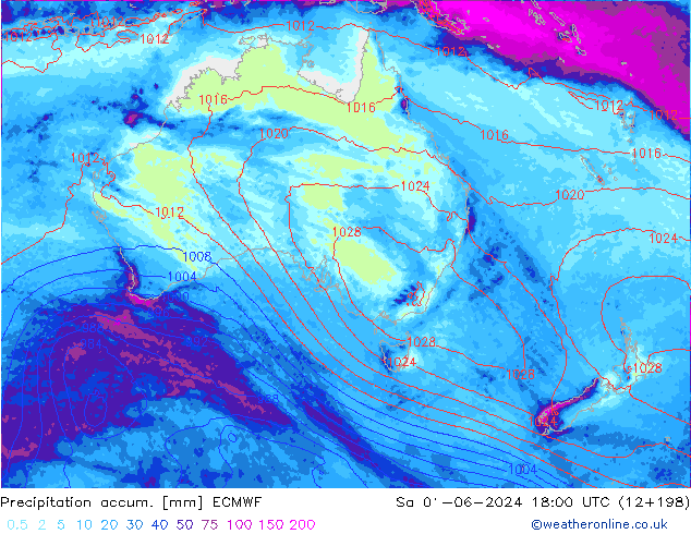 Precipitation accum. ECMWF Sa 01.06.2024 18 UTC