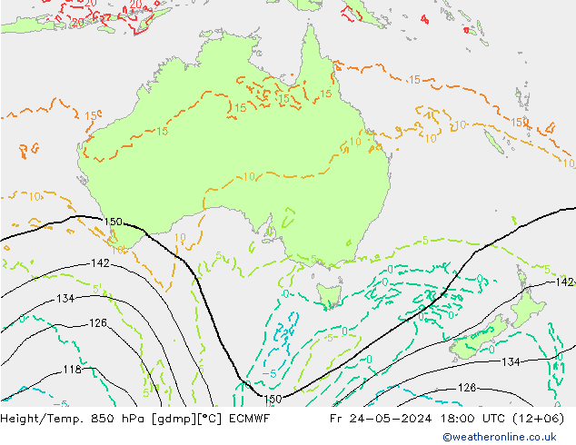 Height/Temp. 850 hPa ECMWF Fr 24.05.2024 18 UTC