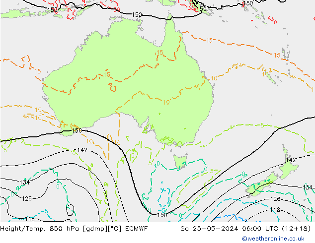 Height/Temp. 850 hPa ECMWF Sa 25.05.2024 06 UTC