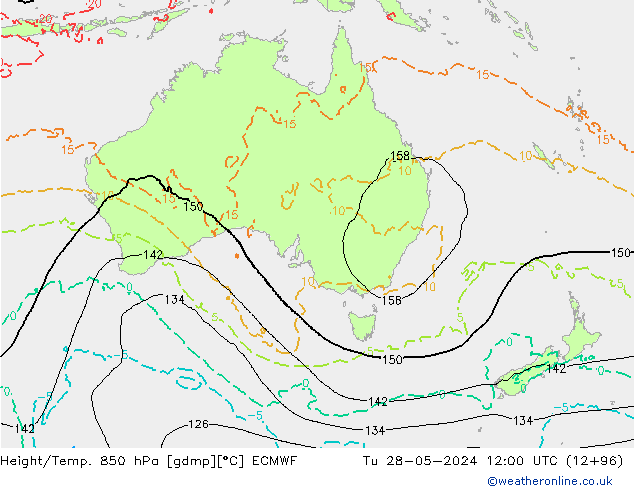 Z500/Rain (+SLP)/Z850 ECMWF Tu 28.05.2024 12 UTC