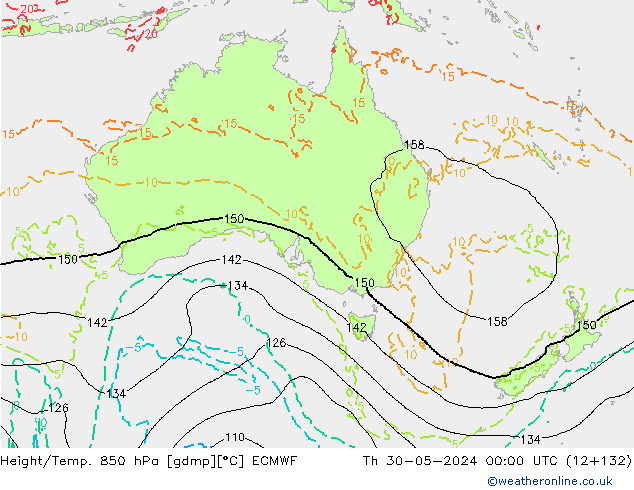 Z500/Rain (+SLP)/Z850 ECMWF jue 30.05.2024 00 UTC