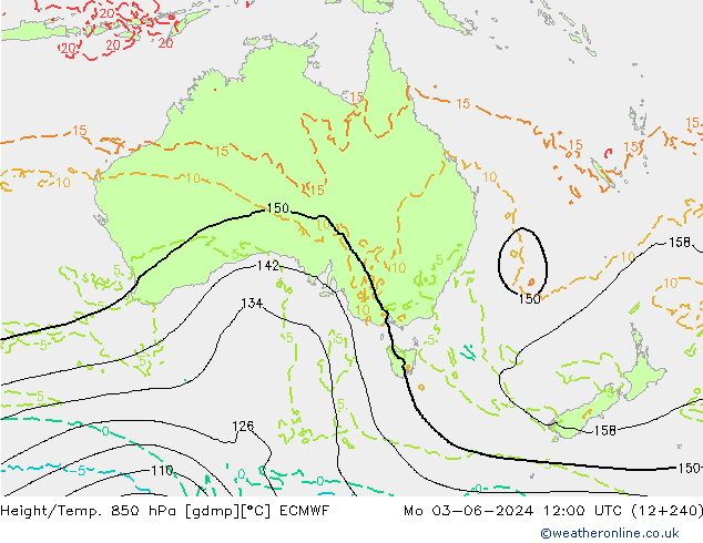 Z500/Rain (+SLP)/Z850 ECMWF Mo 03.06.2024 12 UTC