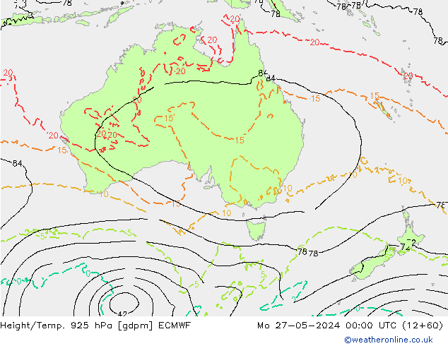 Height/Temp. 925 hPa ECMWF Po 27.05.2024 00 UTC