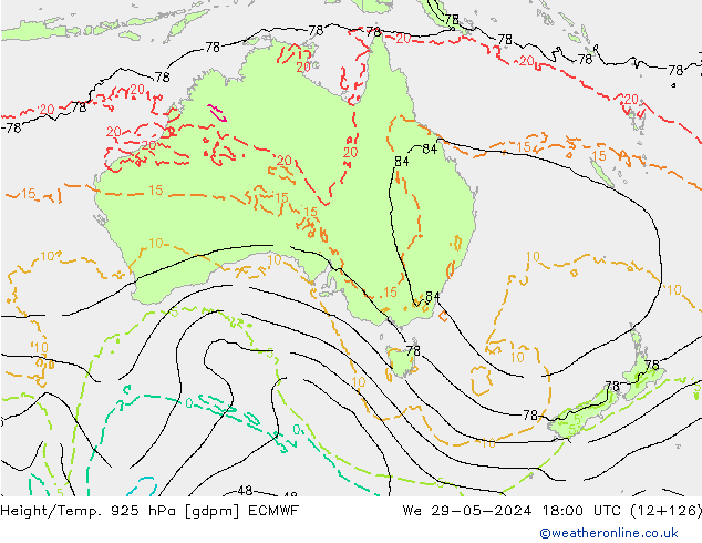 Yükseklik/Sıc. 925 hPa ECMWF Çar 29.05.2024 18 UTC