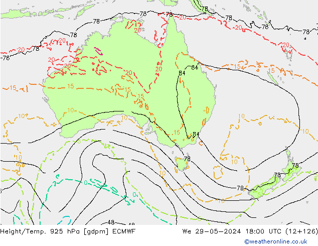 Height/Temp. 925 гПа ECMWF ср 29.05.2024 18 UTC