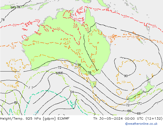 Height/Temp. 925 hPa ECMWF  30.05.2024 00 UTC
