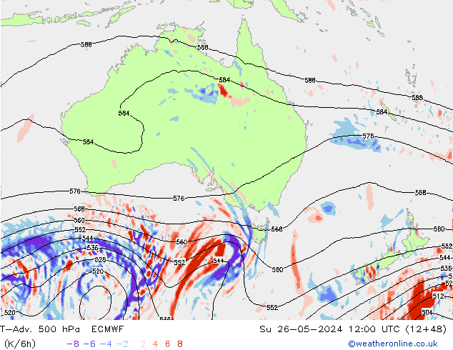 T-Adv. 500 гПа ECMWF Вс 26.05.2024 12 UTC