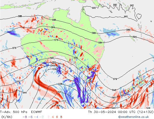 T-Adv. 500 hPa ECMWF Th 30.05.2024 00 UTC