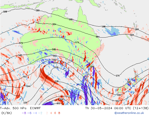 T-Adv. 500 hPa ECMWF Qui 30.05.2024 06 UTC