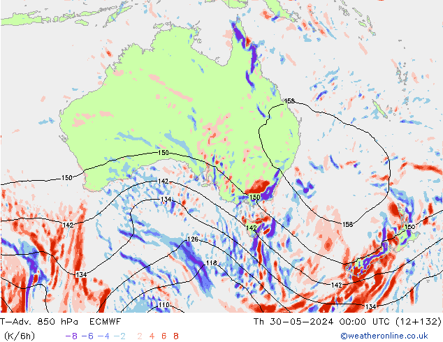 T-Adv. 850 hPa ECMWF gio 30.05.2024 00 UTC