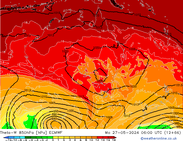 Theta-W 850hPa ECMWF lun 27.05.2024 06 UTC