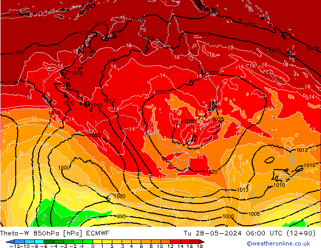 Theta-W 850hPa ECMWF di 28.05.2024 06 UTC