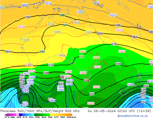 Dikte 500-1000hPa ECMWF zo 26.05.2024 03 UTC