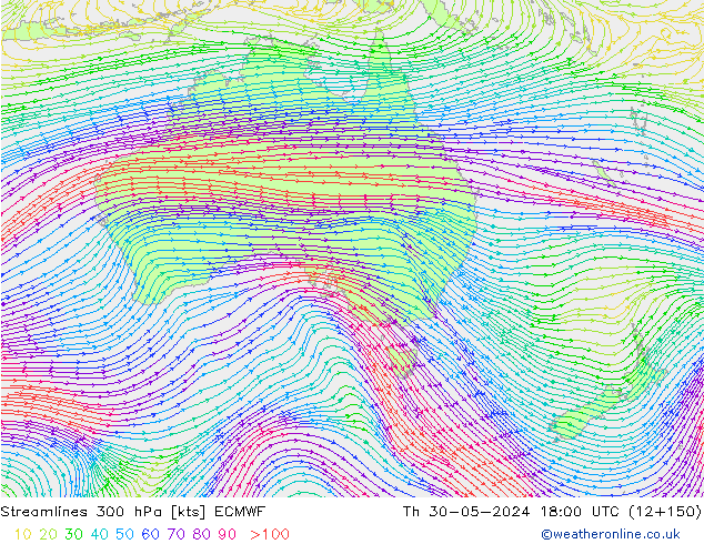 Streamlines 300 hPa ECMWF Th 30.05.2024 18 UTC