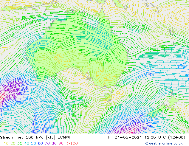 Streamlines 500 hPa ECMWF Fr 24.05.2024 12 UTC