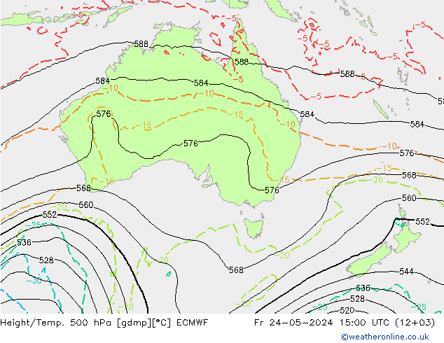 Height/Temp. 500 hPa ECMWF Fr 24.05.2024 15 UTC