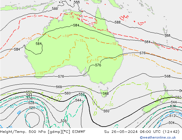 Height/Temp. 500 гПа ECMWF Вс 26.05.2024 06 UTC