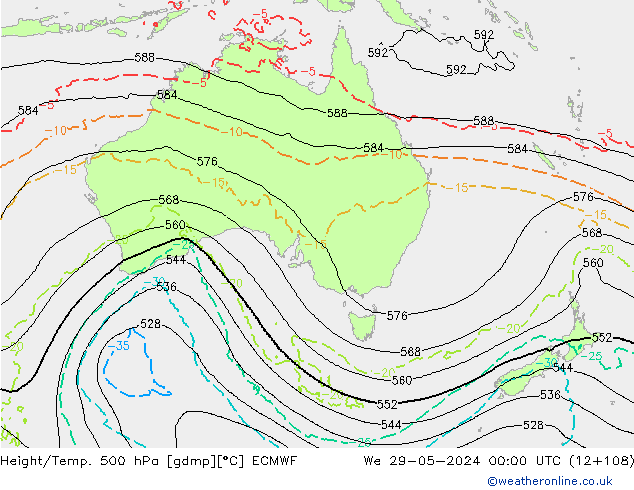 Z500/Yağmur (+YB)/Z850 ECMWF Çar 29.05.2024 00 UTC