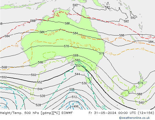 Z500/Rain (+SLP)/Z850 ECMWF ven 31.05.2024 00 UTC