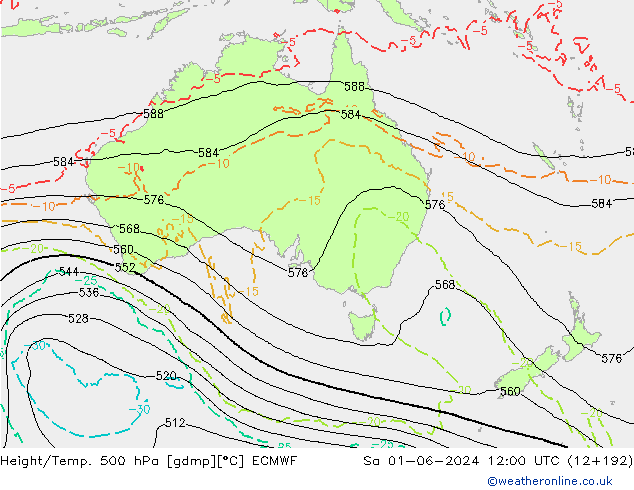 Z500/Rain (+SLP)/Z850 ECMWF so. 01.06.2024 12 UTC