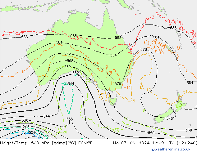 Z500/Rain (+SLP)/Z850 ECMWF Mo 03.06.2024 12 UTC