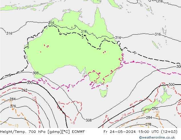 Height/Temp. 700 hPa ECMWF ven 24.05.2024 15 UTC