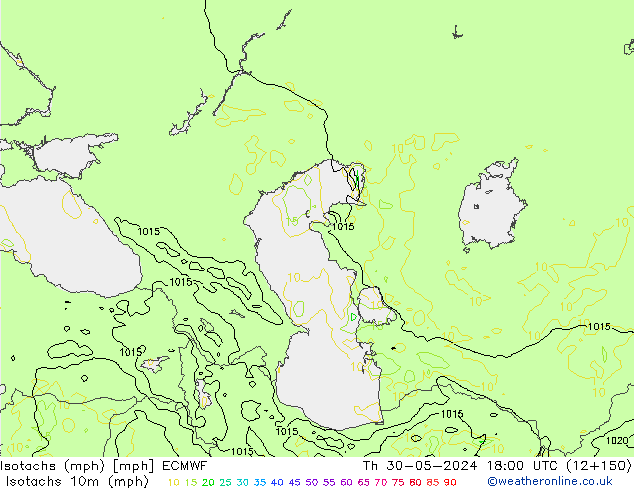 Eşrüzgar Hızları mph ECMWF Per 30.05.2024 18 UTC