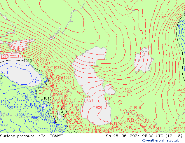 приземное давление ECMWF сб 25.05.2024 06 UTC