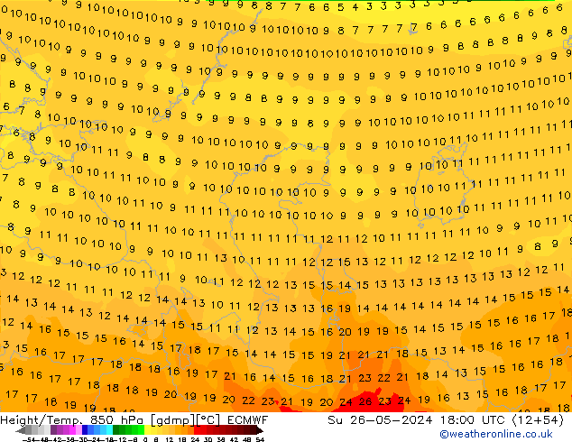 Z500/Rain (+SLP)/Z850 ECMWF Su 26.05.2024 18 UTC