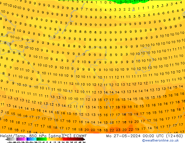 Z500/Yağmur (+YB)/Z850 ECMWF Pzt 27.05.2024 00 UTC