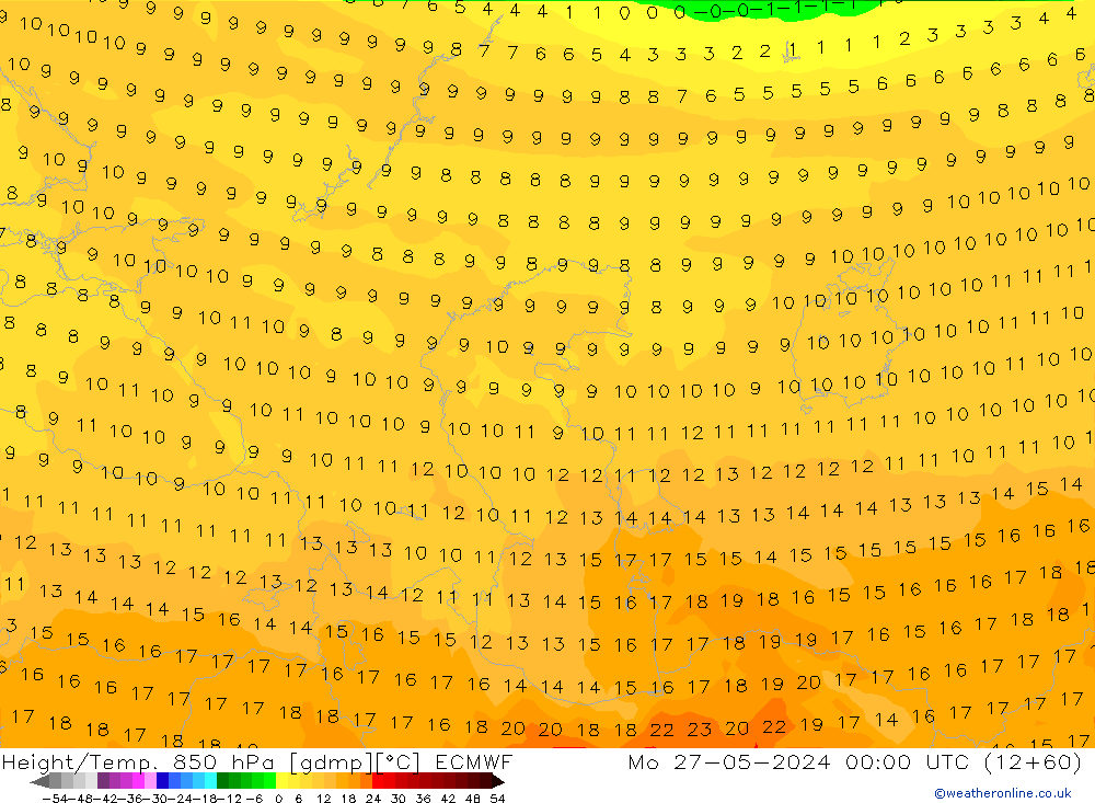 Z500/Rain (+SLP)/Z850 ECMWF Po 27.05.2024 00 UTC