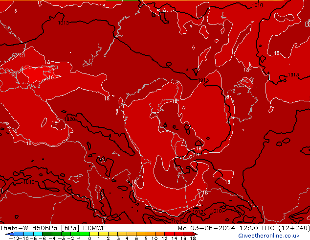 Theta-W 850hPa ECMWF lun 03.06.2024 12 UTC