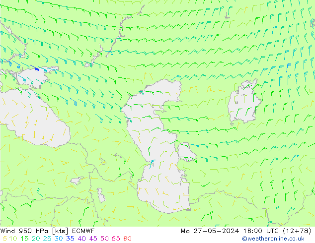 Wind 950 hPa ECMWF Mo 27.05.2024 18 UTC