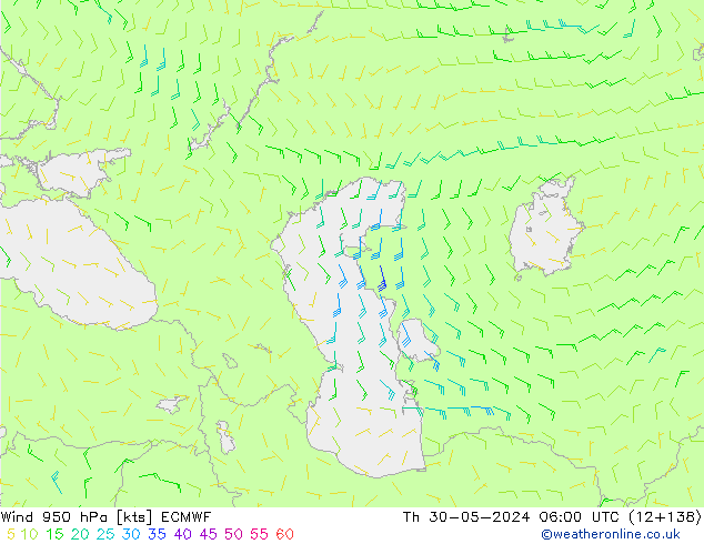 Wind 950 hPa ECMWF Th 30.05.2024 06 UTC