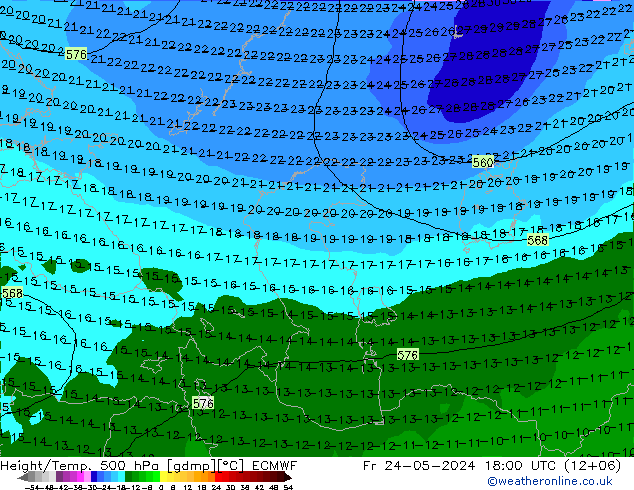 Z500/Rain (+SLP)/Z850 ECMWF пт 24.05.2024 18 UTC