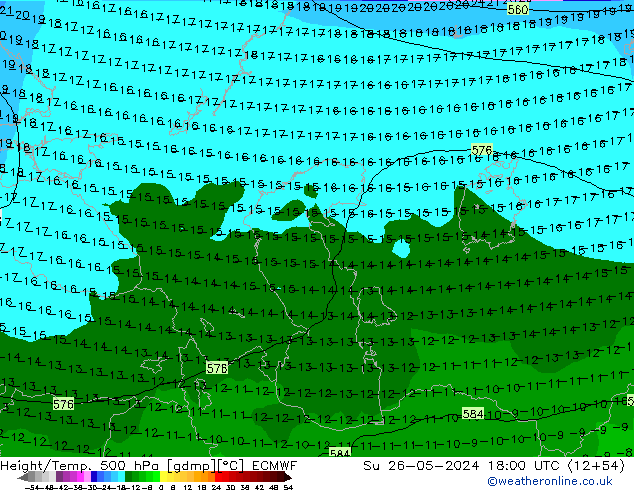 Z500/Rain (+SLP)/Z850 ECMWF So 26.05.2024 18 UTC