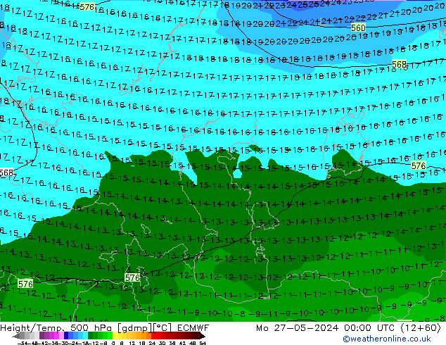 Z500/Rain (+SLP)/Z850 ECMWF lun 27.05.2024 00 UTC