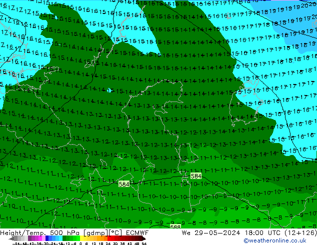 Z500/Rain (+SLP)/Z850 ECMWF We 29.05.2024 18 UTC