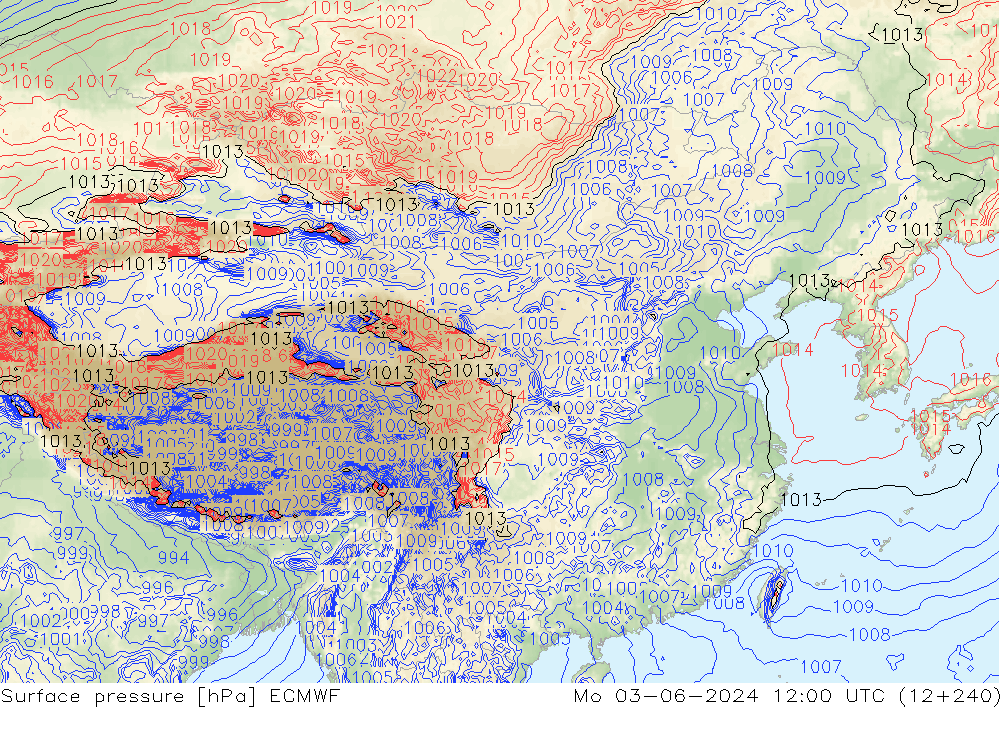 地面气压 ECMWF 星期一 03.06.2024 12 UTC