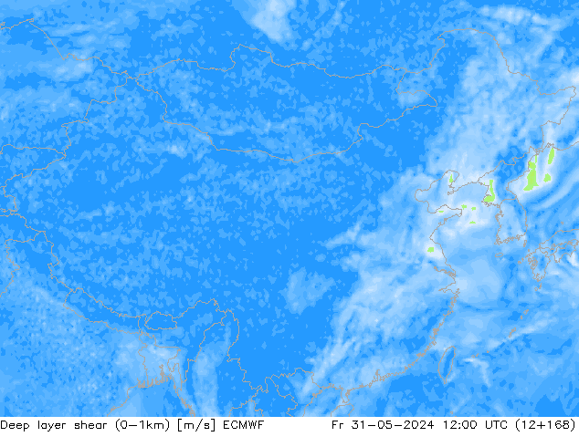 Deep layer shear (0-1km) ECMWF 星期五 31.05.2024 12 UTC