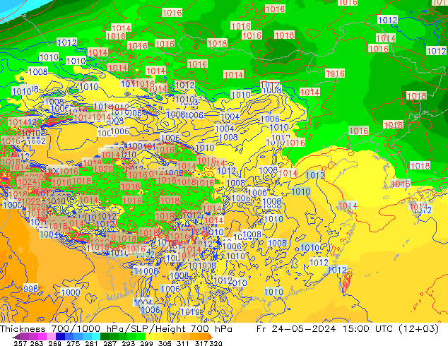 Thck 700-1000 hPa ECMWF 星期五 24.05.2024 15 UTC