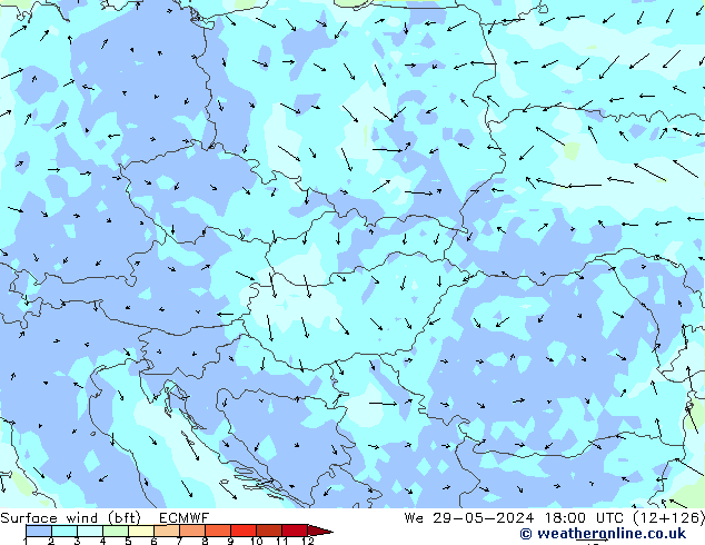 Surface wind (bft) ECMWF St 29.05.2024 18 UTC